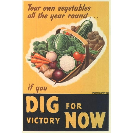 historic patriotic paper poster UK WW2 propaganda Dig for victory now 